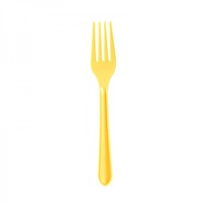 TENEDOR PLASTICO AMARILLO 10 U.
